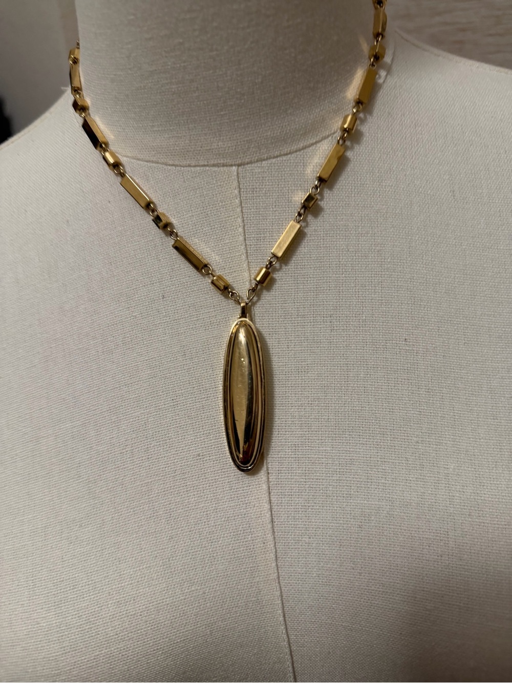 St. John Gold-Tone Oval Pendant Necklace